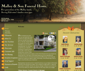 malloyandson.com: Malloy & Son Funeral Home : Galveston, Texas (TX)
Malloy & Son Funeral Home provides complete funeral services to the local community.