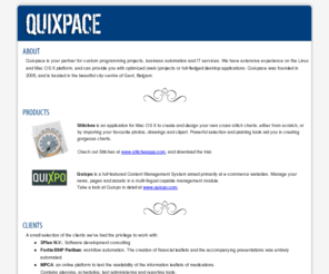 quixpace.com: Quixpace - Software Services
Quixpace is your partner for custom programming projects, business automation and IT services.