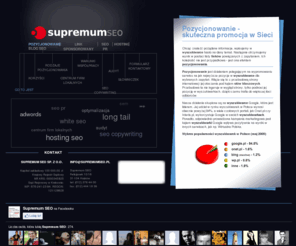 supremumseo.pl: Pozycjonowanie stron - SEO - Supremum SEO
Czym jest pozycjonowanie? - Jest to jedyna droga aby zaistnieć w wyszukiwarkach internetowych. Supremum SEO - Agencja Interaktywna