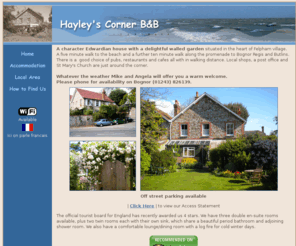 hayleyscorner.co.uk: Accomodation in Felpham - Bognor Regis - West Sussex
Friendly 4 star Bed and breakfast accommodation in a charming Edwardian house based in the seaside village of Felpham, near Bognor Regis, Sussex.