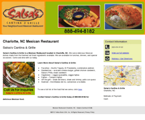 mexicanrestaurantcharlottenc.com: Mexican Restaurant Charlotte, NC - Salsa's Cantina & Grille
Salsa's Cantina & Grille provides Mexican Restaurant , Salsa’s Philly steak sandwich to Charlotte, NC . Call 888-494-8182  For Inquiries.