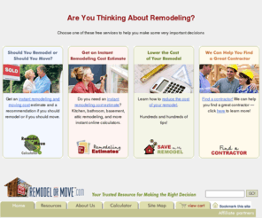 remodelinganswers.com: Remodeling costs for home remodeling vs. moving costs at Remodel or Move
Compare home remodeling costs versus moving costs to determine if you should remodel or move with help and advice from remodeling and home improvement guru and author Dan Fritschen. 