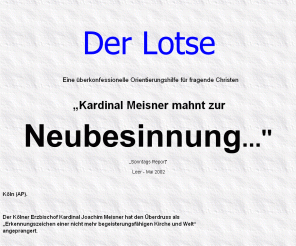 christliche-orientierungshilfe.de: Ivo Sasek und die OCG, Sektenfragen, Ökumene
Andreas Flachowsky, ehemaliger Pfarrer aus der früheren DDR, berichtet über seinen Werdegang, über Ivo Sasek und die OCG. Außerdem finden Sie ein Gesprächsprotokoll von Dr. theol. H. Lamprecht, Sektenbeauftragter des Landes Sachsen, zum Fall Ivo Sasek sowie einige Anmerkungen zum Thema Ökumene.