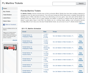 flmarlinstickets.com: FL Marlins Tickets
FLMarlinsTickets.com for all FL Marlins tickets. Cheap tickets, premium tickets, widest selection.