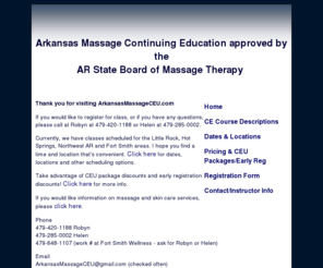 arkansasmassageceus.com: massage ceu home
Massage therapy ceus approved by the Arkansas State Board of Massage Therapy.