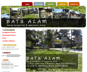 batu-alam.com: Home • Batu Alam - family bungalows & apartment rental - Pelabuhan Ratu, Java, Indonesia
Vakantie in Indonesia BATU ALAM bungalows Pelabuhan Ratu Huur een appartement in Indonesia goedkoop aan de zee op Java nederlands beheert en georganiseert Vakantiebungalow Indonesie op Java aan de zee en in de bergen WWW.BATU-ALAM.COM