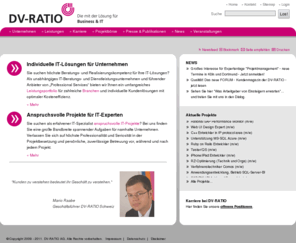 dv-ratio.de: DV-RATIO Unternehmensberatung  – Beratung, Professional Services und Realisierung von IT-Projekten
Die DV-RATIO AG zählt zu den führenden IT-Dienstleistungsunternehmen mit Kernkompetenzen in Beratung, Professional Services und Realisierung von IT-Projekten