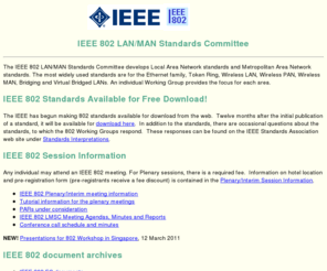 ieee802.org: LMSC, LAN/MAN Standards Committee (Project 802)

