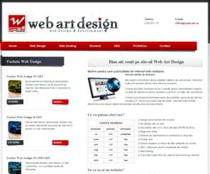 web-art.ro: Web design | Web hosting | Optimizare site | Inregistrare domenii - Web Art Design Timisoara
Web Art Design Timisoara este specializata furnizarea de solutii web complete, care includ web design, dezvoltare web, web hosting, optimizare site, inregistrare domenii, print design.