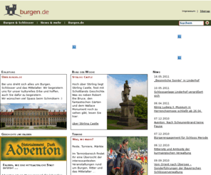 burgen.de: Burgen, Schlösser, Mittelalter: burgen.de ist das Info-Portal für Burgen-Fans.
burgen.de ist das deutschsprachige Portal rund um Burgen, Schlösser und das Mittelalter. Burgen, Schlösser, Ritter, Mittelalter: Bei burgen.de dreht sich alles um Geschichte und Geschichtliches.