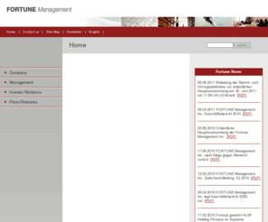 fortune-management.com: Fortune Management
Fortune Management Inc. bildet eine Plattform für die Konsolidierung von unabhängigen Vermögensverwaltern. Der Vermögensverwalter wird dabei möglichst vieler administrativen Arbeiten (middle-office) entledigt, während an der Kundenbeziehung selbst nichts geändert wird.