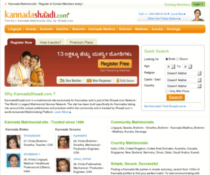 kannadashaadi.com: Kannada Matrimonial - Marriage - Kannada Matrimony - KannadaShaadi.com
Kannada Matrimonial - Marriage - Kannada Matrimony. Add your Matrimonials Profile Now! & Contact Partners for FREE! only on KannadaShaadi.com.