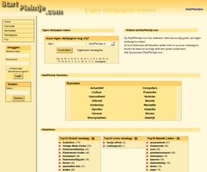 startpleintje.com: Eigen startpagina maken
Welkom op StartPleintje.nl. Je eigen startpagina maken? Enorm veel mogelijkheden en eenvoudig in beheer!