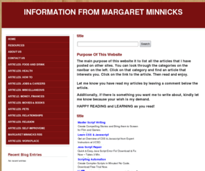 margaretminnicks.info: Home - Information From Margaret Minnicks
