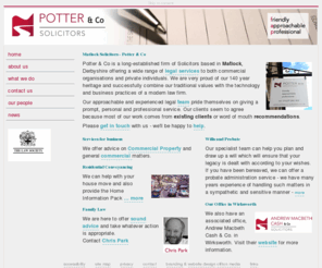 potterco-solicitors.com: Solicitor in Matlock, Derbyshire - Potter & Co
Matlock Solicitor, Derbyshire UK - Potter & Co Solicitors  - Residential conveyancing, commercial property, wills, trust and family lawyers