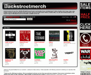 backstreet-merch.com: Backstreetmerch.com - Officially Licensed Music T shirts, Hoodies and other merchandise.
Backstreetmerch.com - Over 30,000 officially licensed music merchandise items, T shirts, hoodies, and much more from music, film, TV, cult and comedy. The largest range available on the net.