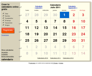 calendario.es: Calendario
Calendario de abril 2011y Almanaque del año 2011 en calendario.es. Calendario rápido y fácil de usar.