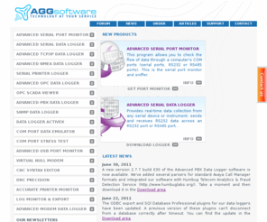 aggsoft.com: Serial port, RS232 and RS485 software. Logger, monitor and emulator tools for COM, USB and TCP interfaces
Download RS232 and RS485 software. Logger, monitors and emulators for COM, RS232, USB, TCP and OPCinterfaces