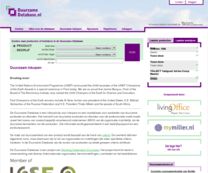 deduurzamedatabase.com: Duurzame Database - duurzaam inkopen inzichtelijk gemaakt - Duurzaam inkopen
De Duurzame Database is een inkoophulp voor inkopers en een marktplaats voor aanbieder van duurzame producten en diensten. Het overzicht van duurzame producten en diensten voor de professionele markt 