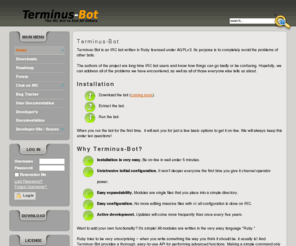 terminus-bot.net: Terminus-Bot
Terminus-Bot - The IRC bot to replace all bots.