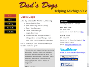 dadsdogs.info: Dad's Dogs Home Page
Dad's Dogs is a hot dog in Ann Arbor Michigan cart featuring all Michigan products.