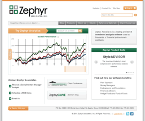 thedcadvisor.com: Style Analysis & Performance Analysis Software | Zephyr Associates
StyleADVISOR software provides style analysis, performance analysis, asset allocation analysis, and a manager search tool for use by institutional investors, plan sponsors, money managers, and consultants, asset allocation model, asset allocation software, Zephyr returns based style analysis, Zephyr mutual fund analysis, zephyr associates