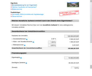 immobilien-web.net: Immobilienrechner
Wohnimmobilien in Wuppertal und Umgebung, hervorragende Vermietbarkeit und somit sehr gut geeignet als Kapitalanlage, zustzliche Nachfrage durch den Universittsstandort