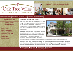 oaktreevillas-jc.com: Oak Tree Villas - A Stonebridge Community | Our Community
Jefferson City, Missouri assisted living facility functions as a retirement community for seniors, but also provides assistance with activities of daily living. Caregivers administer personal care for residents on a long term or short term basis.