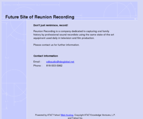 reunionrecording.com: Future Site of Reunion Recording
