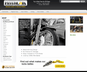 roadlok.biz: ROADLOK || Motorcycle Locking Systems
RoadLoK Security manufactures motorcycle locking systems for Harley Davidson, Suzuki, Honda, Kawasaki, Triumph, KTM, Aprilia and Yamaha! World's safest locks.