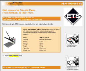 heat-presses.biz: Heat presses E.T.S.
Heat presses.