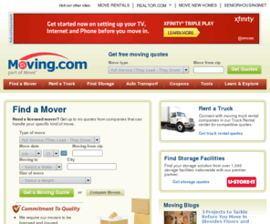 realestateagentmatcher.com: Moving Companies | Movers | Moving Services - Moving.com
Manage moving and relocation process with our moving van line, moving truck rental quotes, home mortgage quotes and calculators, self-storage search, address change, utility transfer, and city profiling at Moving.com.