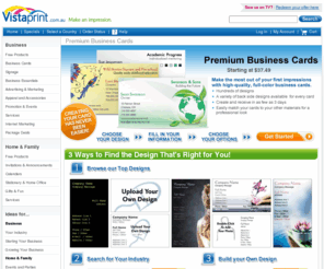vistaprint.com.au: Vistaprint - Business Cards - Full Colour Printing - Digital Printing Company | Vistaprint
Making your logo has never been easier! Simply enter your logo text, and we will generate hundreds of logo designs for you from our logo templates online. You can then use our logo maker to design and adjust your own business logo online within minutes. You can also add your logo design to stationery, business cards and more!
Start designing your logo now!