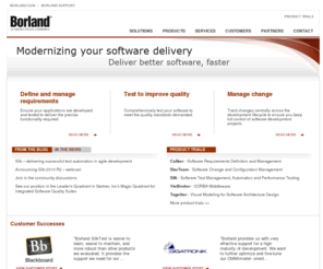 borlandsoftwarecorporation.net: Borland Software Solutions for Change Management, Asset Management, Test Automation and more – Borland
Borland - Solutions spanning the application development lifecycle – requirements definition & management, testing and ASQ, change & configuration management, IT project and portfolio management