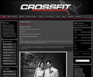 crossfitranchocucamonga.com: CrossFit Rancho Cucamonga
CrossFit Rancho Cucamonga, alta loma, upland,ontario, fontana, riverside, norco, san bernardino county - Forging Elite Fitness. CrossFit is a core strength and conditioning program. We have designed our program to elicit as broad an adaptational response as possible.  The CrossFit Program was developed to enhance an individual's competency at all physical tasks. Our athletes are trained to perform successfully at multiple, diverse, and randomized physical challenges.