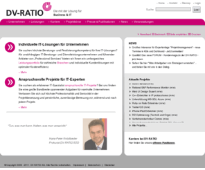 dv-ratio.biz: DV-RATIO Unternehmensberatung  – Beratung, Professional Services und Realisierung von IT-Projekten
Die DV-RATIO AG zählt zu den führenden IT-Dienstleistungsunternehmen mit Kernkompetenzen in Beratung, Professional Services und Realisierung von IT-Projekten