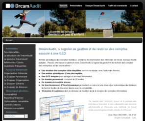 tresorium.net: Dreamaudit, logiciel de contrôle des comptes
DreamAudit est un logiciel de contrôle des comptes, conçu par des Experts Comptables et des auditeurs avec une véritable approche métier de la révision, pragmatique et efficace ! Un logiciel fait par des professionnels pour les professionnels.