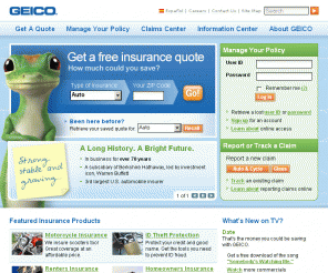 geicodirect.com: GEICO | GEICO Car Insurance. Get an auto insurance quote and save today. Free online motorcycle quotes as well.
Free online car insurance quotes. More than auto insurance, get quotes for motorcycle insurance, ATV, RV, homeowners, renters, condo, mobile home, flood, boat, umbrella, life, and commercial insurance from GEICO. See how much you can save by getting a free online quote.