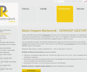 mariavespers.nl: Maria Vespers Monteverdi - VERKOOP NU GESTART - Pieterskerk Leiden
