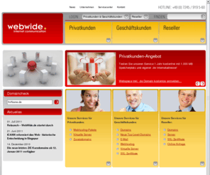 server-leasing.info: WebWide Internet Communication GmbH
Professionelles Domainhosting aller Top Level Domains, High-End-Serverhosting sowie E-Commerce Lösungen gehören u.a. zu unserem Leistungsspektrum. Alle Programme werden sowohl Endkunden als auch Wiederverkäufern angeboten.