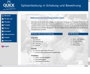 quick-bauprodukte.com: Quick Spitzenleistungen in Schalung & Bewehrung
Quick-bauprodukte: Spitzenleistungen in Schalung und Bewehrung, fertigteile u.a. fuer brueckenbau