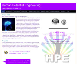 humanpotentialengineering.com: HPE Certified NLP training in the UK - Home
Neuro Linguistic Programming, or NLP,  has been described as A bit like an owner’s manual for your brain. Certified NLP training in the UK. Find out more.