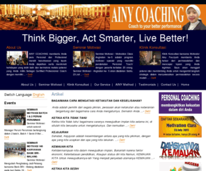 ainyfauziyah.com: Motivator Indonesia, Motivator Wanita, Seminar, Training, Motivasi, Trainer, Motivator, Leadership, Coaching, NLP, Hypnotherapi | Seminar Motivasi, Training Motivasi, Trainer, Leadership, Motivator Indonesia, Motivator Wanita, Leadership Coaching, Executive Coaching, Life Coaching, Career Coaching, Hypnoterapi, NLP
Ainy Fauziyah - Personal Coaching