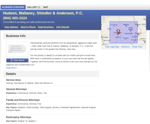 hudsondesmoinesattorneys.com: Hudson, Mallaney, Shindler & Anderson, P.C. | West Des Moines, IA 50265 | DexKnows.com™
Hudson, Mallaney, Shindler & Anderson, P.C. in West Des Moines, IA 50265. Find business information, reviews, maps, coupons, driving directions and more.