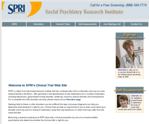 depressionnyc.com: About SPRI
SPRI is a New York City-based research institute with clinics in Manhattan and Brooklyn. We specialize in the development of new medications for a number of disorders including depression, generalized anxiety disorder, insomnia, bipolar disorder and schizophrenia. 