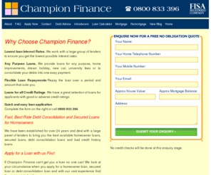 Championfinance.com: Homeowner Loans UK | Debt Consolidation Loans | Secured Loans UK Championfinance.com: Homeowner Loans UK | Debt Consolidation Loans | Secured Loans UK