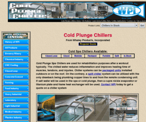 coldplungechiller.com: Cold Plunge Chillers, Spa Chillers, Cold Plunge Chiller, pool chillers, Rehabilitation chillers
chillers for cold plunge spas from Whaley Products, Inc.  College & Professional Sports