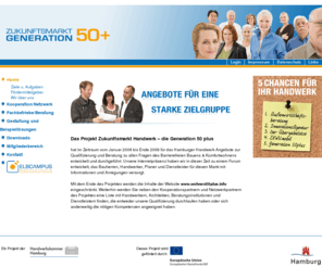 wohnen50plus.info: GENERATION 50 plus
Das ESF-Projekt Zukunftsmarkt Handwerk - die Generation 50 plus bietet Informationen und Weiterbildung zum Thema barrierefrei Bauen und Komfortwohnen (Universal Design) für Handwerker, Dienstleister und alle, die bauen oder umbauen möchten. 