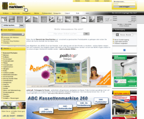 abcmarkisen.biz: IHR MARKISEN-SHOP AM 07.04.2011 | Rollladen | Markisen | Verschattungen | Sonnenschutz | Plissee | Vordächer | Terrassenüberdachung | und mehr...
abc-markisen.de - Onlineshop für Sonnenschutzsysteme und mehr rund um Haus und Garten. Dies ist ein Online-Service von Sonnenschutzsysteme Leipzig Inh. Hr. Stephan-Dieter Werner. Sie finden hier Verschattungen aller Art Markisen, Rolladen, Jalousien, Plissee, Vertikallamellen, Rollos, Insektenschutz, Wintergärten, Gardinen, Zubehör...