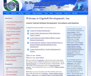 gigasoftdevelopment.com: Custom IE Toolbar development, custom Firefox toolbar development,Custom Browser Toolbars and plug-ins,Outlook-Add-ins,IE Toolbars
Custom IE Toolbar Development, Custom Firefox toolbar Development,Custom Browser Toolbars,Outlook Plugins,Outlook Add-ins,Taskbars,Custom Toolbar and Plugin Development